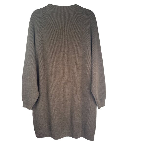 Uniqlo U Womens Large Olive Mock Neck Long Sleeve Knit Dress With Pockets NWT - Picture 10 of 16